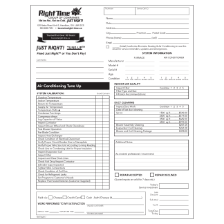 Air Conditioning Tune Up form