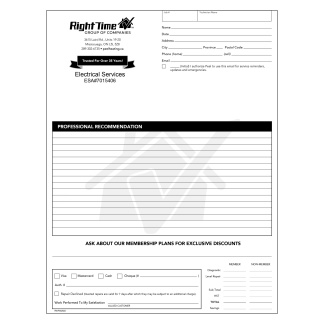 Electrician's Lined Work Order form