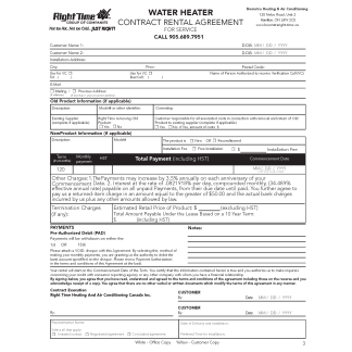 Water Heater Rental Contract